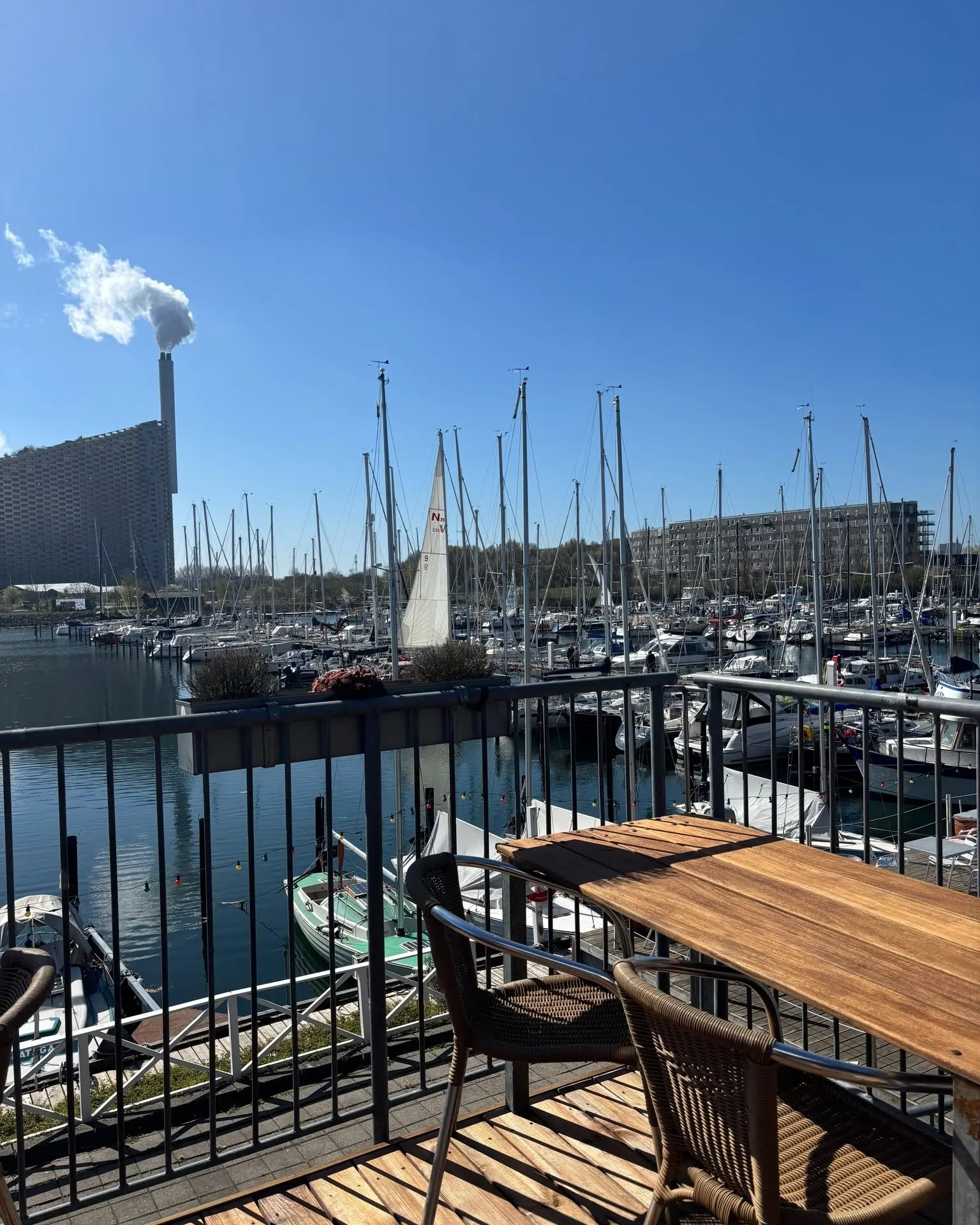 Udsigten fra Restaurant Lynettens terrasse — masteskoven og Copenhill